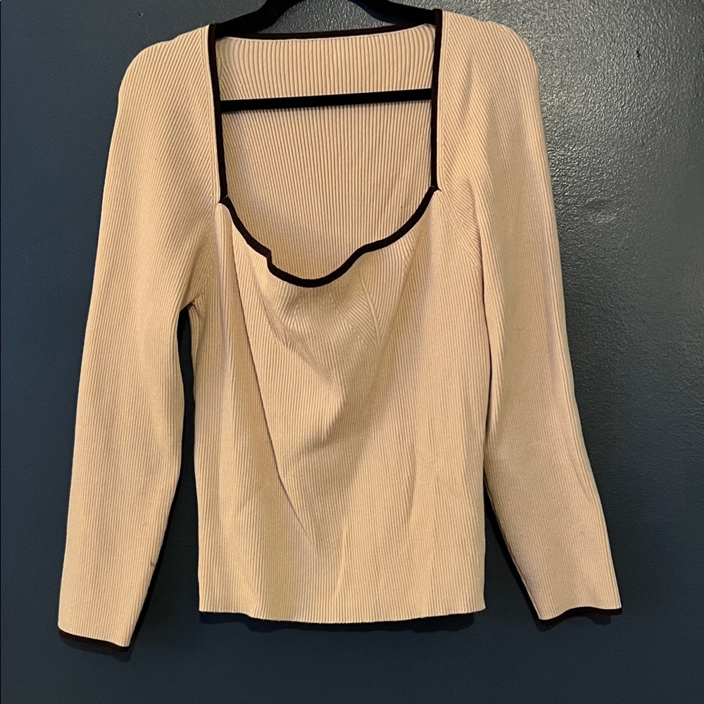 Elegant Cream Long Sleeve Women's Top
